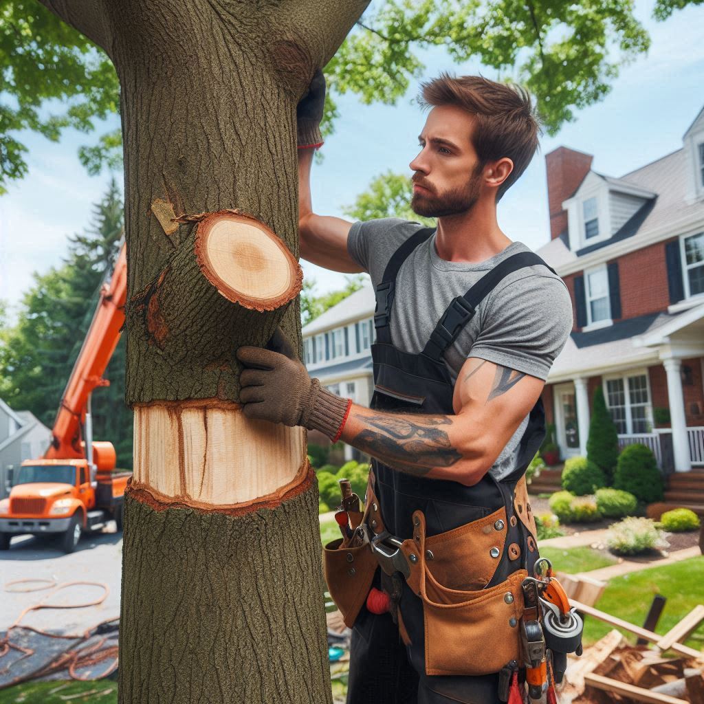 Arizona Homeowner's Guide to Tree Maintenance Blog Article - Arborist performing maintenance on a tree in a Arizona home's yard
